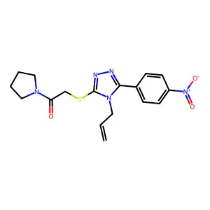 2-[[5-(4-nitrophenyl)-4-prop-2-enyl-1,2,4-triazol-3-yl]sulfanyl]-1-pyrrolidin-1-ylethanone structure