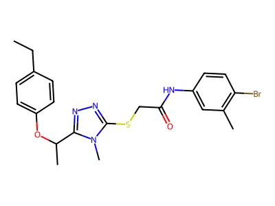 N-(4-bromo-3-methylphenyl)-2-({5-[1-(4-ethylphenoxy)ethyl]-4-methyl-4H-1,2,4-triazol-3-yl}sulfanyl)acetamide structure