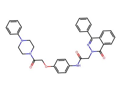 2-(1-oxo-4-phenylphthalazin-2-yl)-N-[4-[2-oxo-2-(4-phenylpiperazin-1-yl)ethoxy]phenyl]acetamide structure