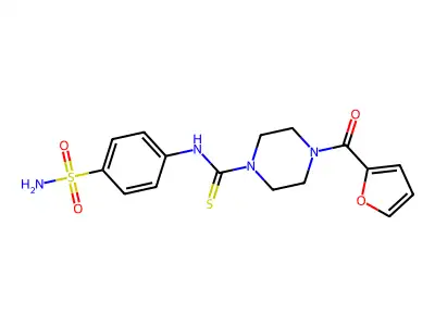 4-(furan-2-carbonyl)-N-(4-sulfamoylphenyl)piperazine-1-carbothioamide structure