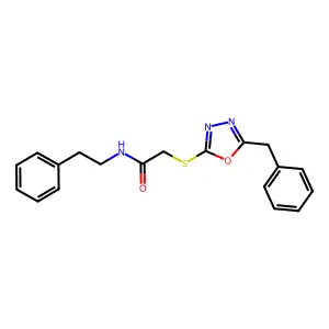 2-[(5-benzyl-1,3,4-oxadiazol-2-yl)sulfanyl]-N-(2-phenylethyl)acetamide structure