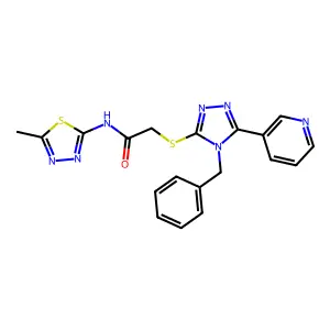 2-[(4-benzyl-5-pyridin-3-yl-1,2,4-triazol-3-yl)sulfanyl]-N-(5-methyl-1,3,4-thiadiazol-2-yl)acetamide structure