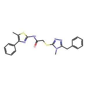 2-[(5-benzyl-4-methyl-1,2,4-triazol-3-yl)sulfanyl]-N-(5-methyl-4-phenyl-1,3-thiazol-2-yl)acetamide structure