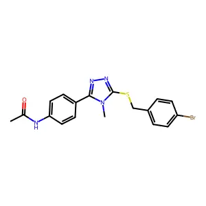 N-[4-[5-[(4-bromophenyl)methylsulfanyl]-4-methyl-1,2,4-triazol-3-yl]phenyl]acetamide structure