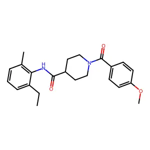N-(2-ethyl-6-methylphenyl)-1-(4-methoxybenzoyl)piperidine-4-carboxamide structure