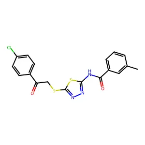 N-(5-{[2-(4-chlorophenyl)-2-oxoethyl]sulfanyl}-1,3,4-thiadiazol-2-yl)-3-methylbenzamide structure