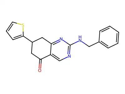 2-[Benzylamino]-7-(2-thienyl)-6,7,8-trihydroquinazolin-5-one structure