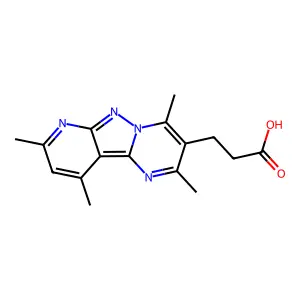3-(2,4,6,8-Tetramethyl-1,5,8a,9-tetraaza-fluoren-7-yl)-propionic acid structure