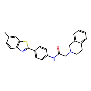 2-(3,4-dihydro-1H-isoquinolin-2-yl)-N-[4-(6-methyl-1,3-benzothiazol-2-yl)phenyl]acetamide structure