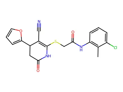 N-(3-chloro-2-methylphenyl)-2-[[5-cyano-4-(furan-2-yl)-2-oxo-3,4-dihydro-1H-pyridin-6-yl]sulfanyl]acetamide structure