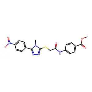 methyl 4-[({[4-methyl-5-(4-nitrophenyl)-4H-1,2,4-triazol-3-yl]sulfanyl}acetyl)amino]benzoate structure