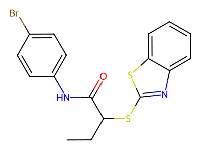 2-(1,3-benzothiazol-2-ylsulfanyl)-N-(4-bromophenyl)butanamide structure