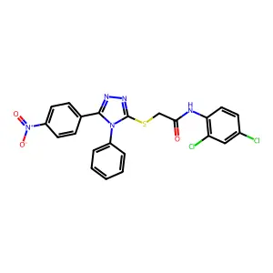 N-(2,4-dichlorophenyl)-2-[[5-(4-nitrophenyl)-4-phenyl-1,2,4-triazol-3-yl]sulfanyl]acetamide structure
