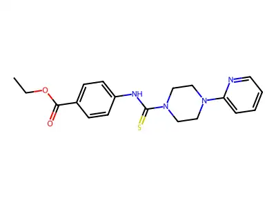 Ethyl 4-{[(4-(2-pyridyl)piperazinyl)thioxomethyl]amino}benzoate structure