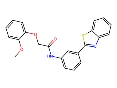 N-[3-(1,3-benzothiazol-2-yl)phenyl]-2-(2-methoxyphenoxy)acetamide structure