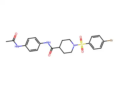 N-(4-acetamidophenyl)-1-(4-bromophenyl)sulfonylpiperidine-4-carboxamide structure