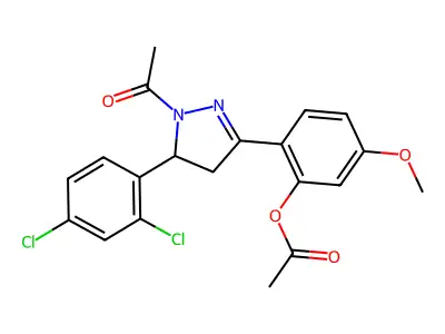 [2-[2-acetyl-3-(2,4-dichlorophenyl)-3,4-dihydropyrazol-5-yl]-5-methoxyphenyl] acetate structure