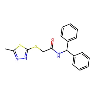 N-(diphenylmethyl)-2-[(5-methyl-1,3,4-thiadiazol-2-yl)sulfanyl]acetamide structure