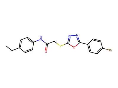 2-[[5-(4-bromophenyl)-1,3,4-oxadiazol-2-yl]sulfanyl]-N-(4-ethylphenyl)acetamide structure
