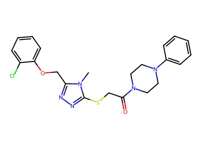 2-({5-[(2-chlorophenoxy)methyl]-4-methyl-4H-1,2,4-triazol-3-yl}sulfanyl)-1-(4-phenylpiperazin-1-yl)ethanone structure