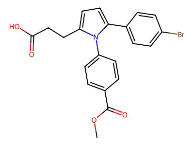 3-{5-(4-bromophenyl)-1-[4-(methoxycarbonyl)phenyl]-1H-pyrrol-2-yl}propanoic acid structure