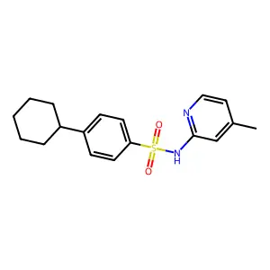 4-cyclohexyl-N-(4-methylpyridin-2-yl)benzene-1-sulfonamide structure