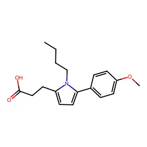 3-[1-butyl-5-(4-methoxyphenyl)-1H-pyrrol-2-yl]propanoic acid structure
