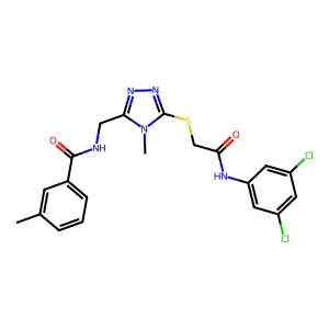 N-[[5-[2-(3,5-dichloroanilino)-2-oxoethyl]sulfanyl-4-methyl-1,2,4-triazol-3-yl]methyl]-3-methylbenzamide structure