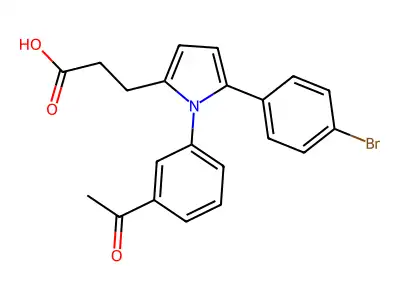 3-[1-(3-acetylphenyl)-5-(4-bromophenyl)-1H-pyrrol-2-yl]propanoic acid structure