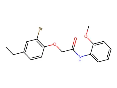2-(2-bromo-4-ethylphenoxy)-N-(2-methoxyphenyl)acetamide structure