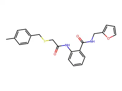 N-(furan-2-ylmethyl)-2-[[2-[(4-methylphenyl)methylsulfanyl]acetyl]amino]benzamide structure