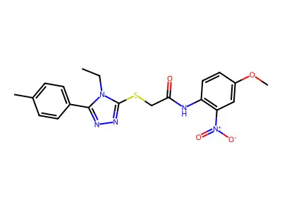 2-[[4-ethyl-5-(4-methylphenyl)-1,2,4-triazol-3-yl]sulfanyl]-N-(4-methoxy-2-nitrophenyl)acetamide structure