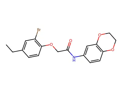 2-(2-bromo-4-ethylphenoxy)-N-(2,3-dihydro-1,4-benzodioxin-6-yl)acetamide structure