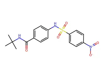N-tert-butyl-4-[(4-nitrophenyl)sulfonylamino]benzamide structure