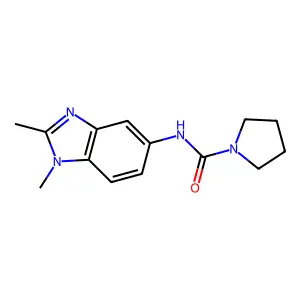 N-(1,2-dimethylbenzimidazol-5-yl)pyrrolidine-1-carboxamide structure