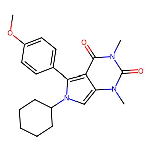 6-cyclohexyl-5-(4-methoxyphenyl)-1,3-dimethyl-1H-pyrrolo[3,4-d]pyrimidine-2,4(3H,6H)-dione structure