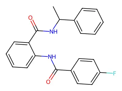 2-[(4-fluorobenzoyl)amino]-N-(1-phenylethyl)benzamide structure