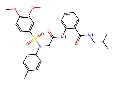 2-({N-[(3,4-dimethoxyphenyl)sulfonyl]-N-(4-methylphenyl)glycyl}amino)-N-(2-methylpropyl)benzamide structure