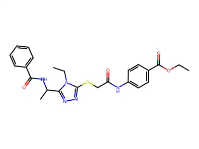 ethyl 4-({[(4-ethyl-5-{1-[(phenylcarbonyl)amino]ethyl}-4H-1,2,4-triazol-3-yl)sulfanyl]acetyl}amino)benzoate structure