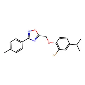 5-{[2-Bromo-4-(propan-2-yl)phenoxy]methyl}-3-(4-methylphenyl)-1,2,4-oxadiazole structure