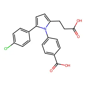 4-[2-(2-carboxyethyl)-5-(4-chlorophenyl)-1H-pyrrol-1-yl]benzoic acid structure