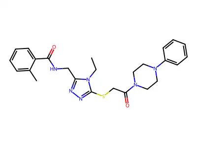 N-[(4-ethyl-5-{[2-oxo-2-(4-phenylpiperazin-1-yl)ethyl]sulfanyl}-4H-1,2,4-triazol-3-yl)methyl]-2-methylbenzamide structure