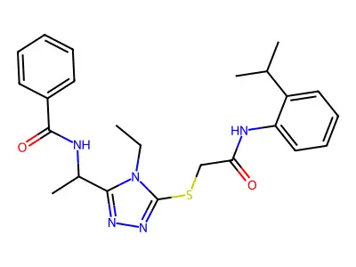 N-(1-{4-ethyl-5-[(2-oxo-2-{[2-(propan-2-yl)phenyl]amino}ethyl)sulfanyl]-4H-1,2,4-triazol-3-yl}ethyl)benzamide structure