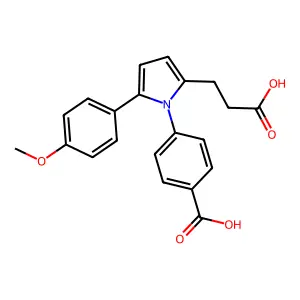 4-[2-(2-carboxyethyl)-5-(4-methoxyphenyl)-1H-pyrrol-1-yl]benzoic acid structure