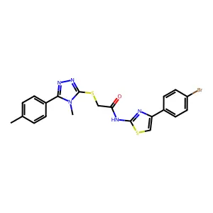 N-[4-(4-bromophenyl)-1,3-thiazol-2-yl]-2-[[4-methyl-5-(4-methylphenyl)-1,2,4-triazol-3-yl]sulfanyl]acetamide structure