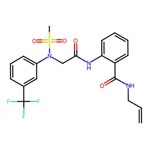 2-[[2-[N-methylsulfonyl-3-(trifluoromethyl)anilino]acetyl]amino]-N-prop-2-enylbenzamide structure