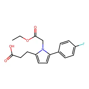 3-[1-(2-Ethoxy-2-oxoethyl)-5-(4-fluorophenyl)pyrrol-2-yl]propanoic acid structure