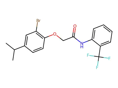 2-(2-bromo-4-propan-2-ylphenoxy)-N-[2-(trifluoromethyl)phenyl]acetamide structure