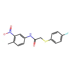 2-(4-fluorophenyl)sulfanyl-N-(4-methyl-3-nitrophenyl)acetamide structure