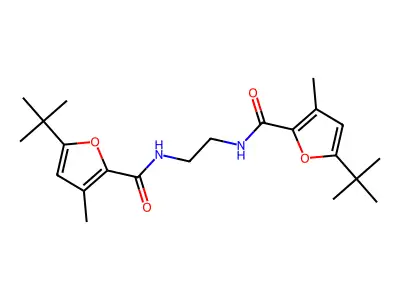 N,N'-ethane-1,2-diylbis(5-tert-butyl-3-methylfuran-2-carboxamide) structure